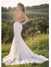 Ivory Lace Tulle Illusion Side Cutout Backless Wedding Dress